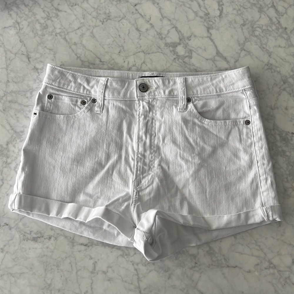 🧡 Abercrombie High Rise White Denim Short